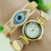 Women Metal Bracelet Watch Gold Serpent Indian Bracelet Blue Eye Wristwatch